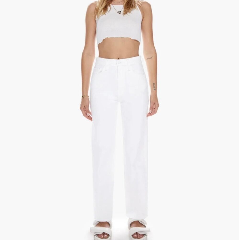 NWT MOTHER The Rambler Zip Ankle Jean in Fairest of Them All White Sz 26
